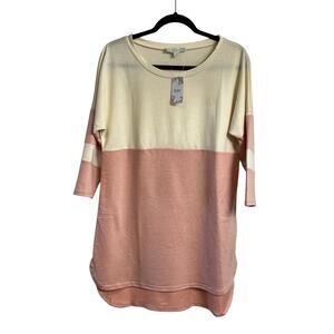 Weekend Suzanne Betro Hi Lo Tunic 3/4 Sleeve Colorblock Rugby Shirt NWT Size M